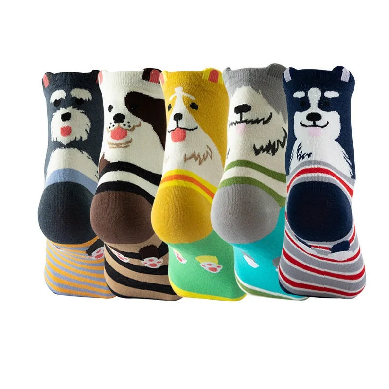 5 Pairs Fashion Pet cat dog Colorful Kawaii Cute Cartoon Cotton Women Socks