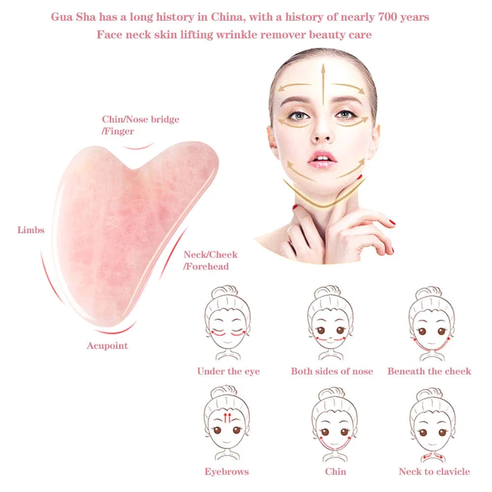 Natural Rose Jade Gua Sha Gouache Scraper