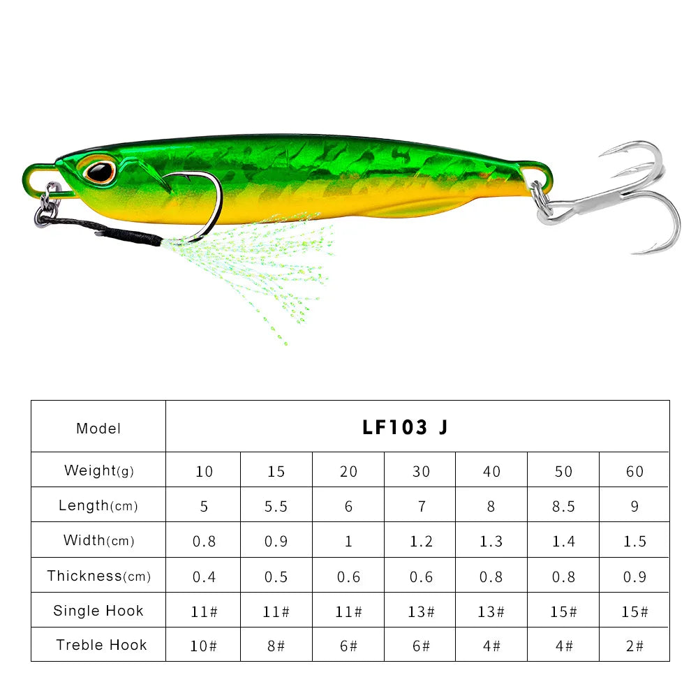 Hot Metal Jig Fishing Lure Weights 10g-60g