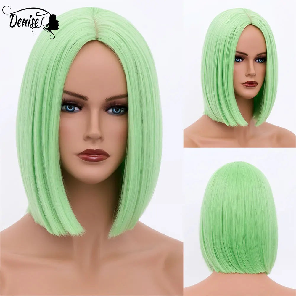 Bob Wig Straight Short Black To Blue Ombre Daily Synthetic Wigs For Women