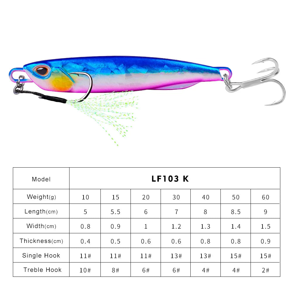 Hot Metal Jig Fishing Lure Weights 10g-60g