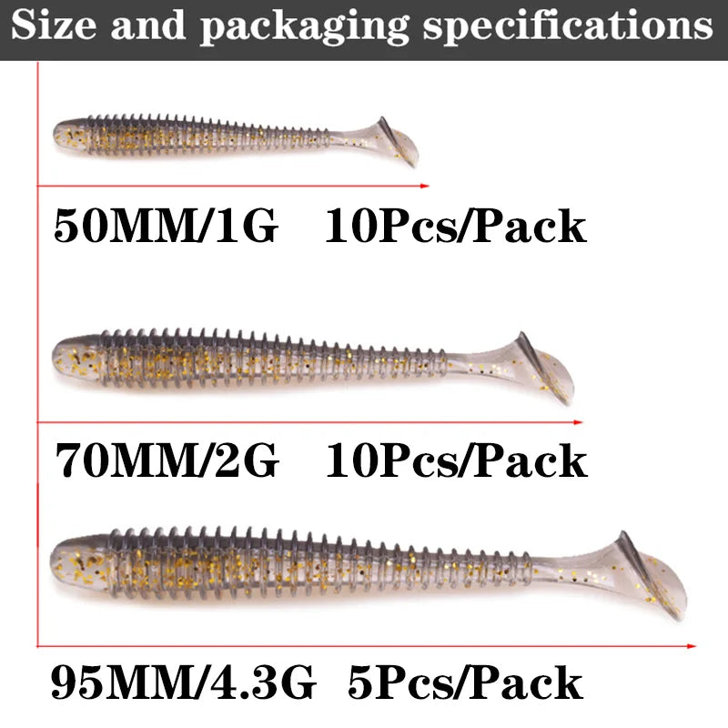 Fishing Worm Soft Lures Jig Wobblers 5cm 7cm 9cm