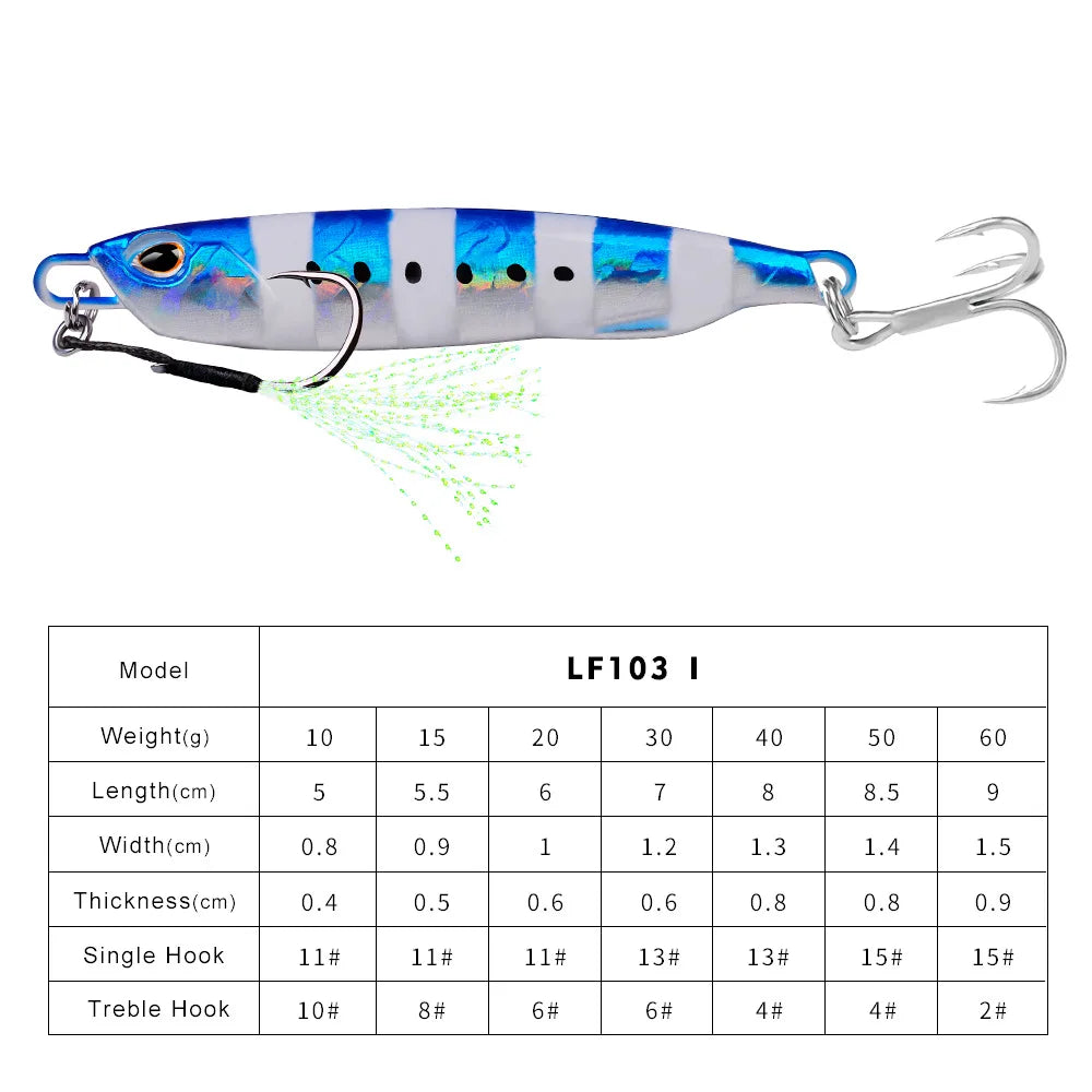 Hot Metal Jig Fishing Lure Weights 10g-60g