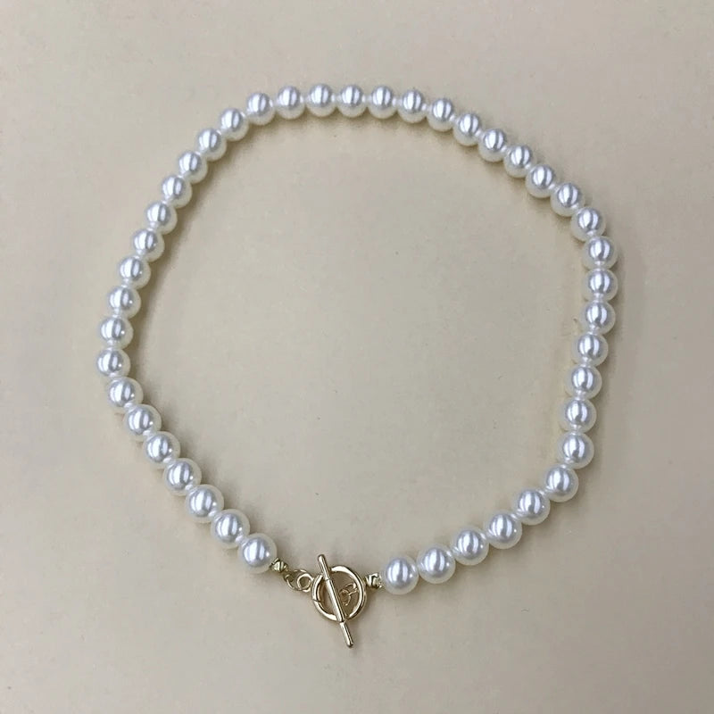 Punk Imitation Pearl Choker Necklace