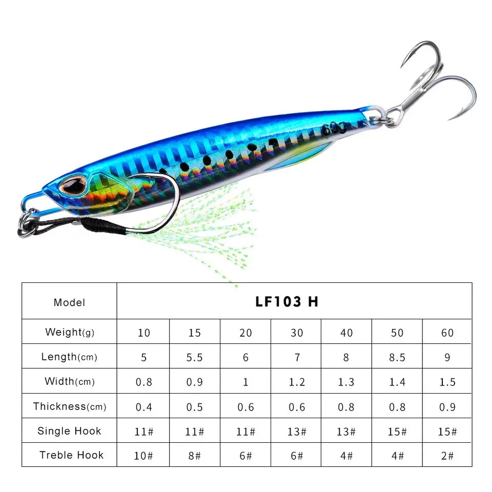 Hot Metal Jig Fishing Lure Weights 10g-60g