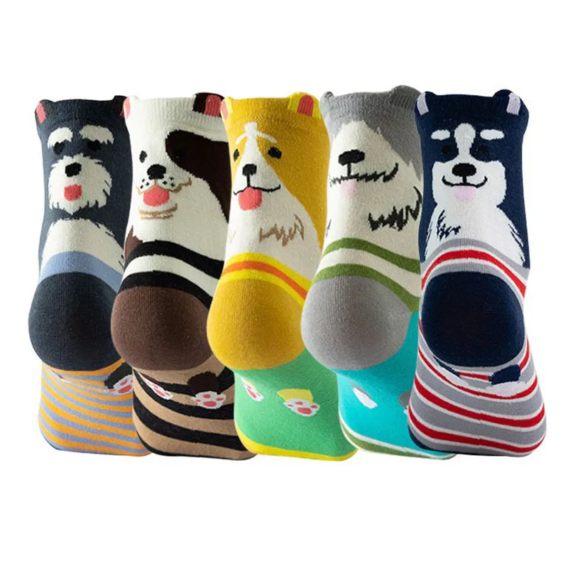 5 Pairs Fashion Pet cat dog Colorful Kawaii Cute Cartoon Cotton Women Socks