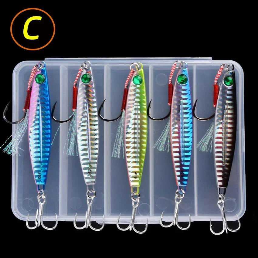 5pcs Metal Jig Fishing Lure Weights 10g-40g