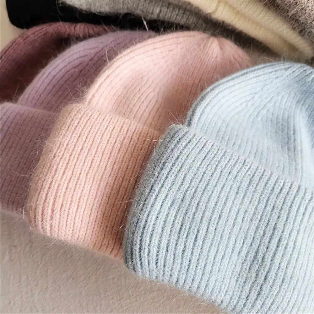 Versatile Korean Style Knit Beanies/Rabbit Fur