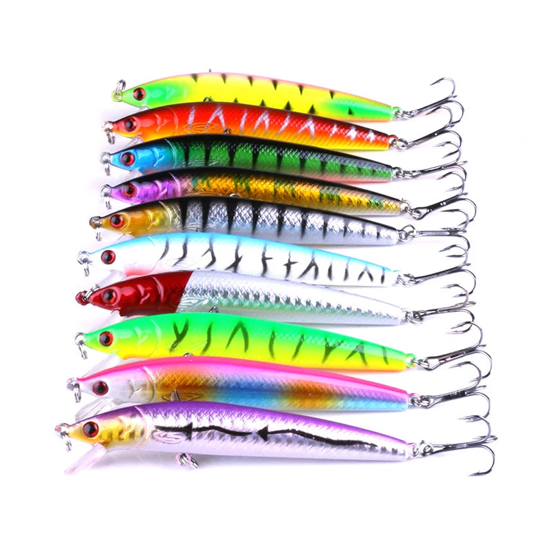 10/5Pcs Minnow Fishing Lures Floating Hard Bait 95mm 7g