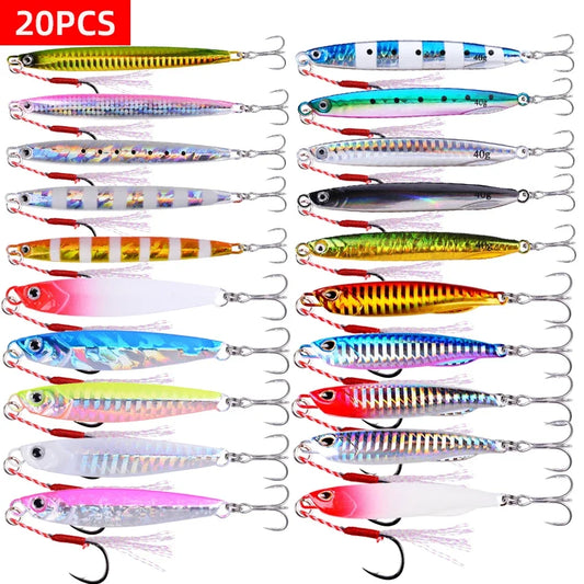 20PCS Casting Metal Jigs Fishing Lures Kit 10G 20G 28G 30G 60G