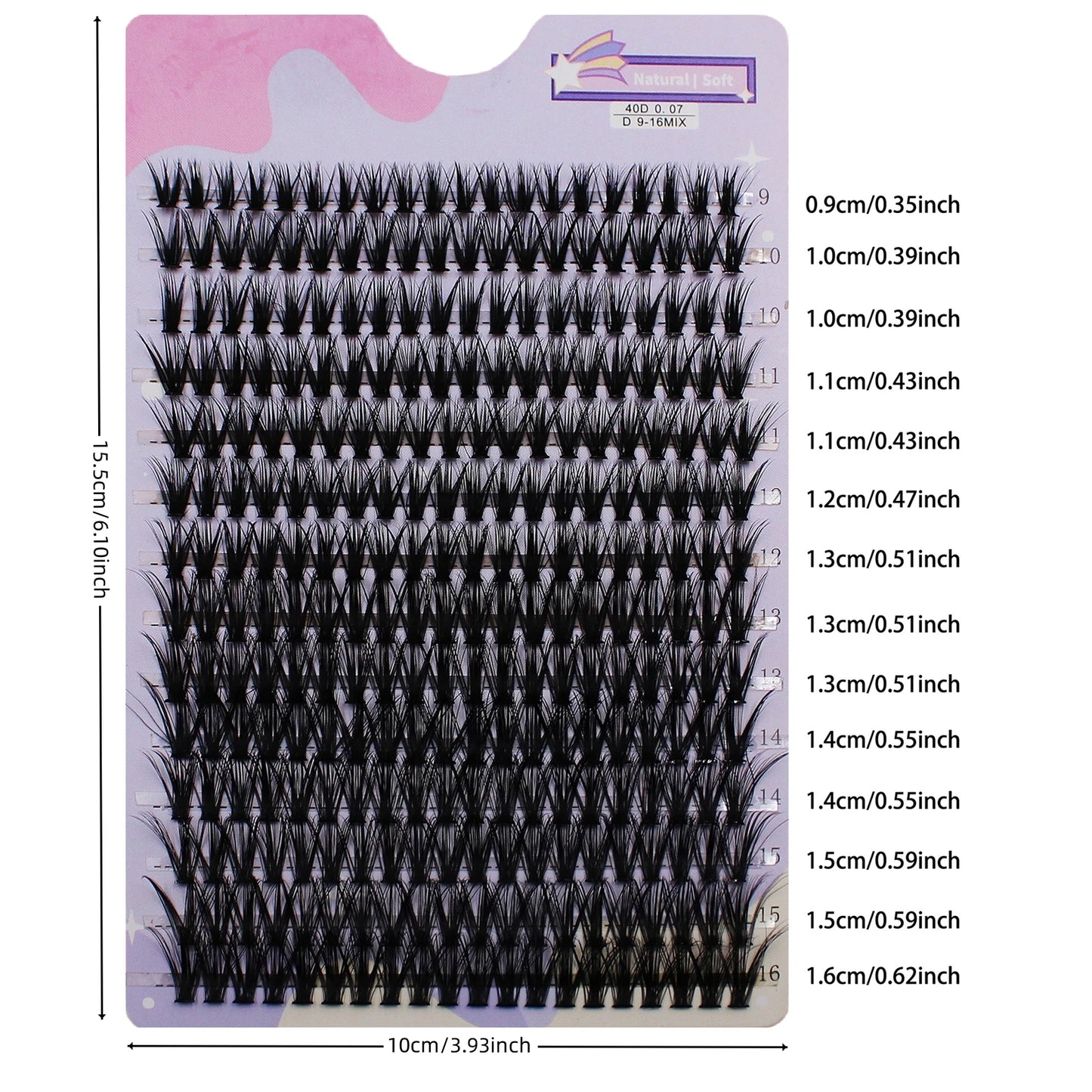 14 Rows 280 Clusters 40D Mix 9-16mm Cluster Lashes Extension