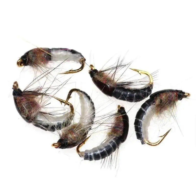 6 Pcs #12 Realistic Nymph Scud Fly for Trout Fishing