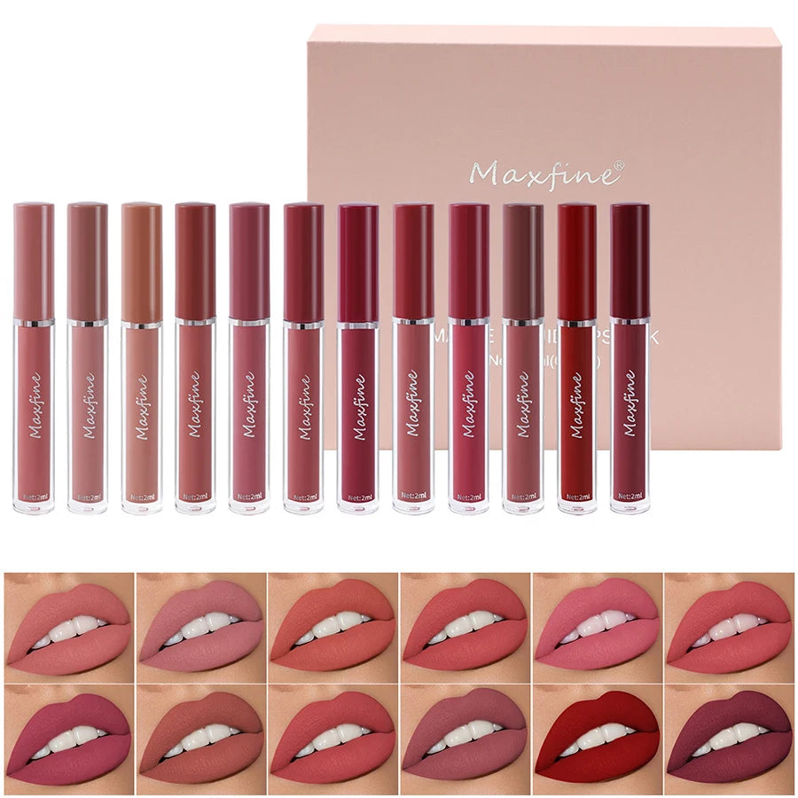 Matte Lip Gloss Set 6 Color Lipstick Smooth And Lasting Display Lip Gloss Waterproof Moisturizing