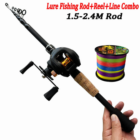 Carbon Fiber Fishing Rod Reel Kit 1.5m-2.4m