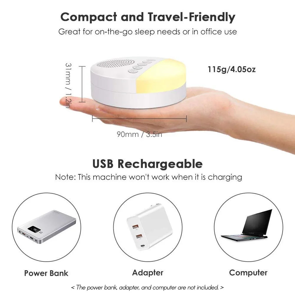  Baby White Noise Machine USB Rechargeable جهاز الضوضاء البيضاء، دعي طفلك ينام بعمق. جهاز ممتاز الفعالية