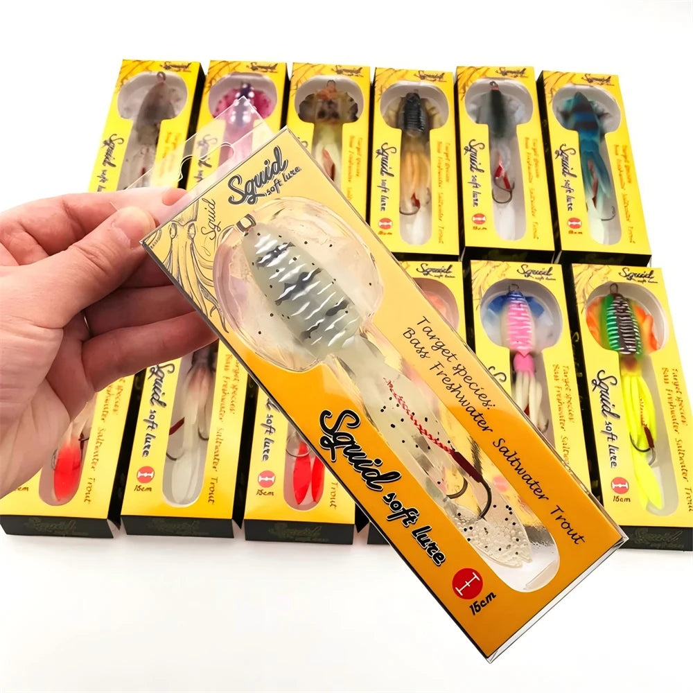 Soft Squid Bait Fishing Trolling Lure Octopus Head Jigs 60g