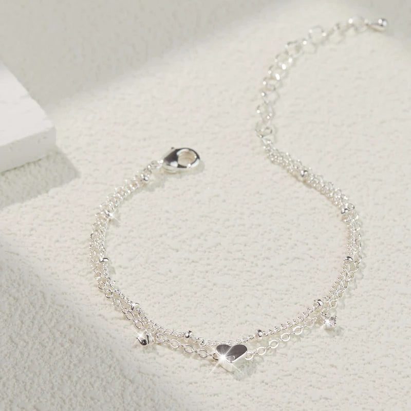 925 Sliver Plated CZ Anklet Bracelets