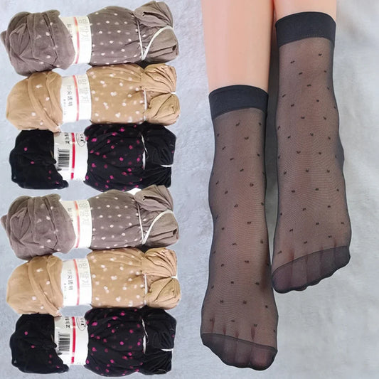 10pairs/lot Skin Color Dot Transparent Socks