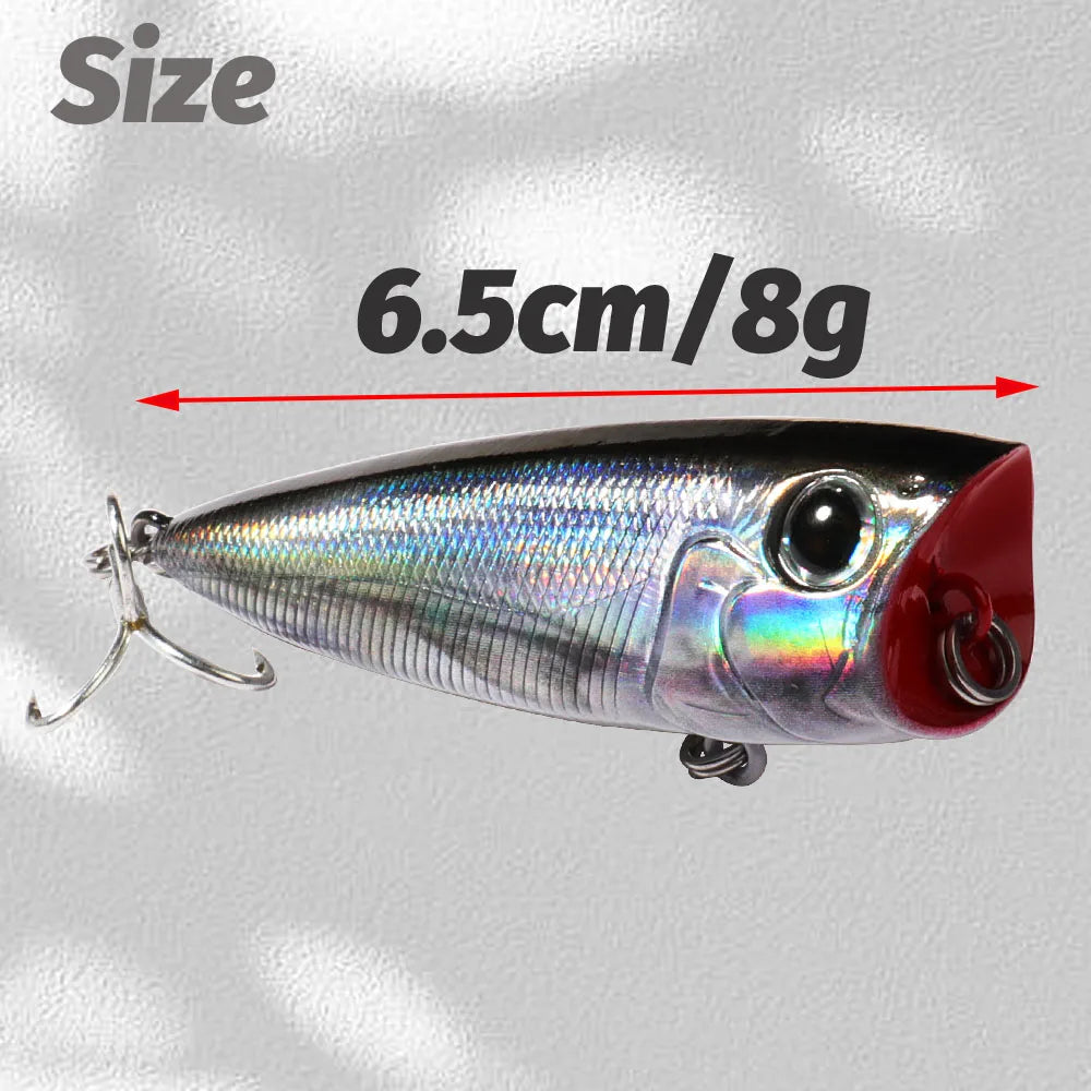 Top Water Floating Popper 8g 6.5cm Lure Steel Ball Copper Ballast Balance System