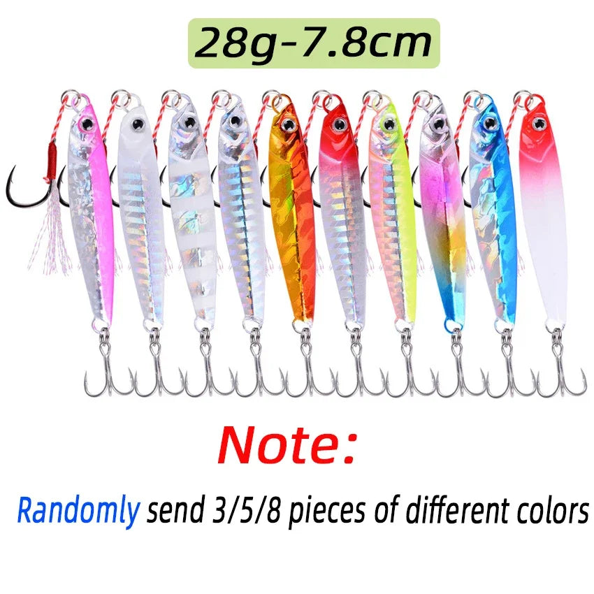 3/5/8pcs Metal Jig Fishing lure Set 7g 10g 14g 21g 28g 40g