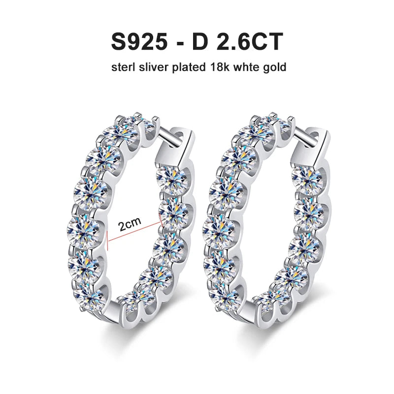 URLOVER 3mm 2.6ct D Color Moissanite Earring 925 Sterling Sliver