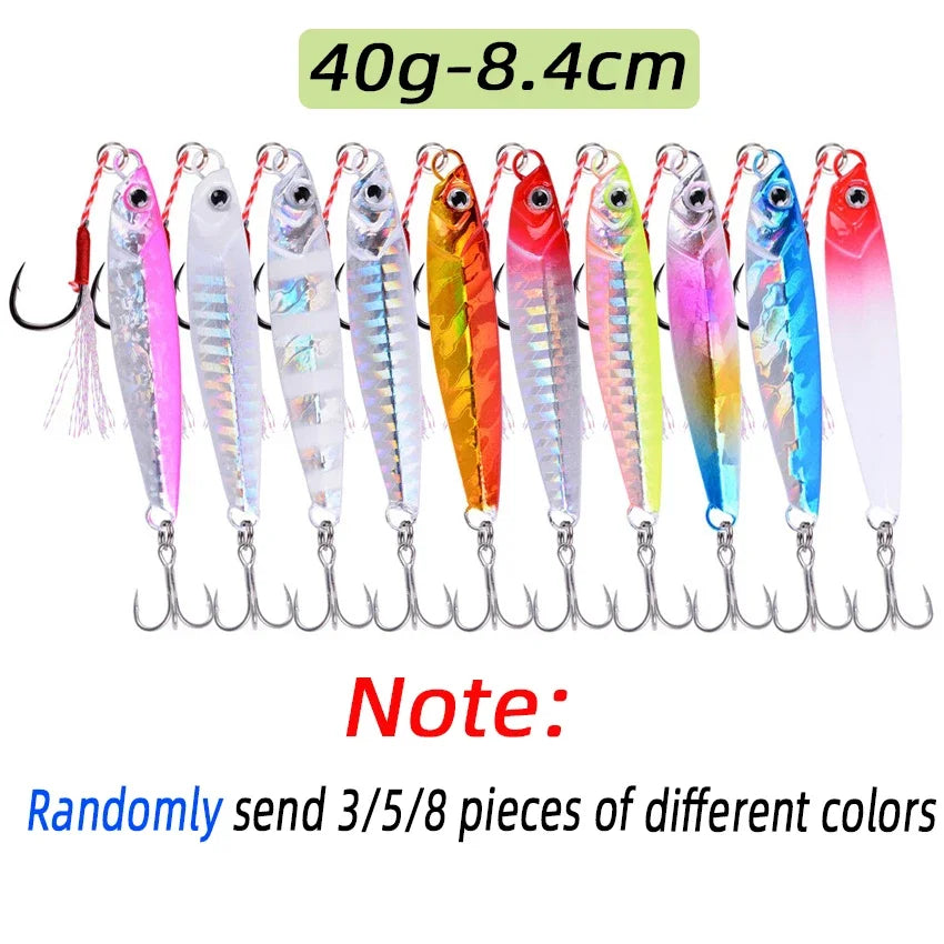 3/5/8pcs Metal Jig Fishing lure Set 7g 10g 14g 21g 28g 40g