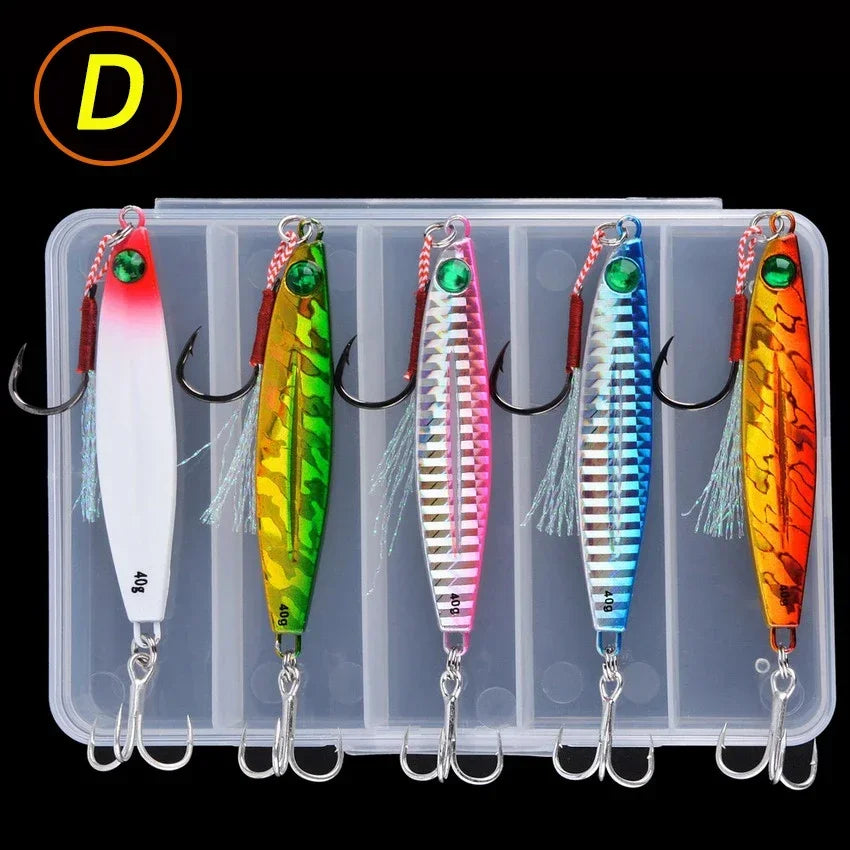 5pcs Metal Jig Fishing Lure Weights 10g-40g