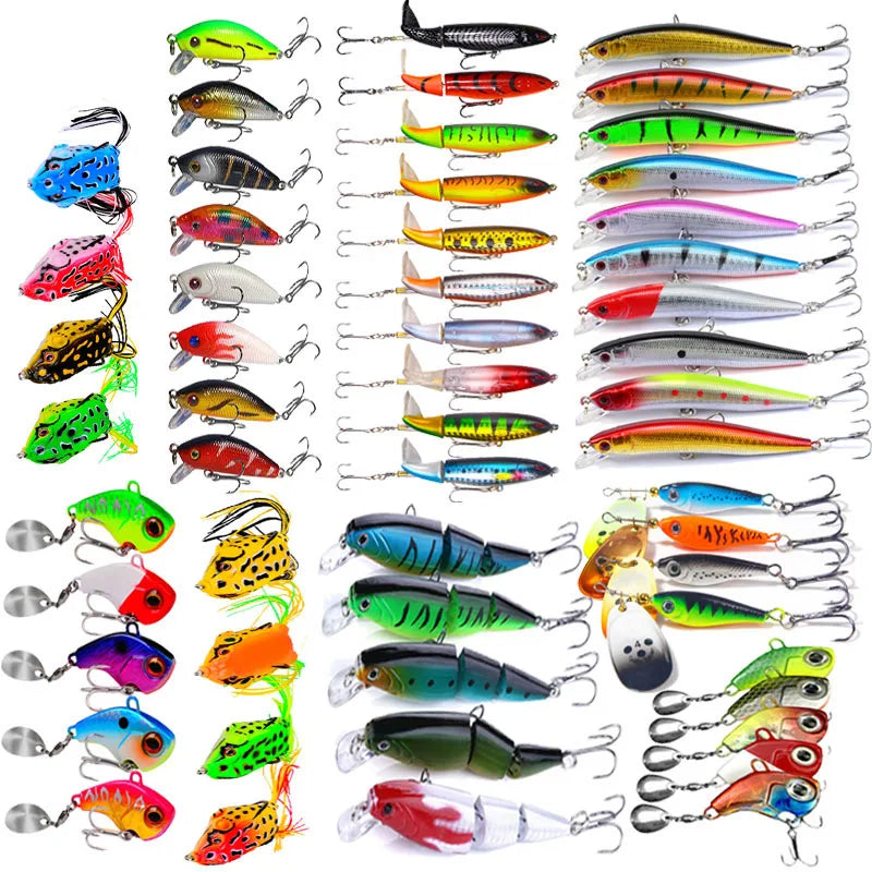 Fishing Lure Tackle Kit Set Hard Bait Artificial Rotating Floating Fishing Minnow