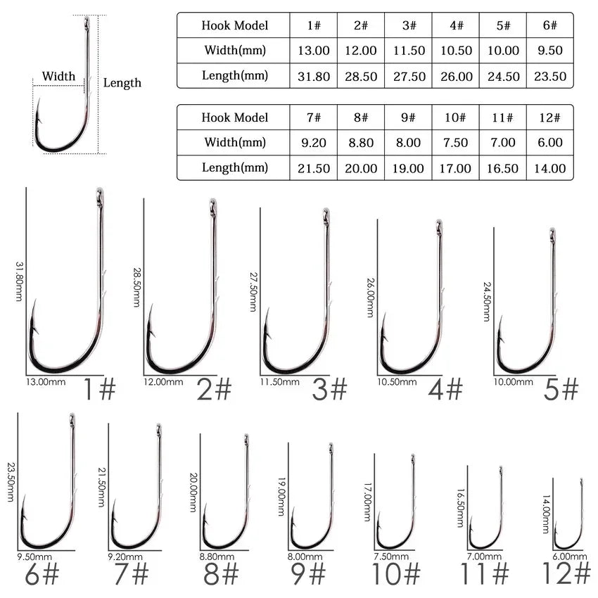 50pcs/ Box Long Shank Fishing Hook