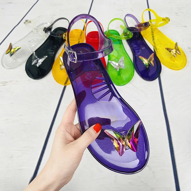 Jelly Sandals with Butterfly Slippers