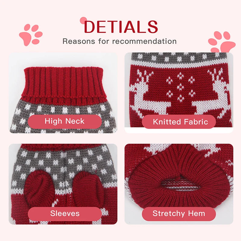 Christmas Pet Dog Sweater Warm British Style Winter Elk Clothes