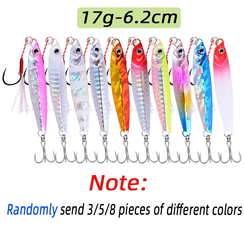 3/5/8pcs Metal Jig Fishing lure Set 7g 10g 14g 21g 28g 40g