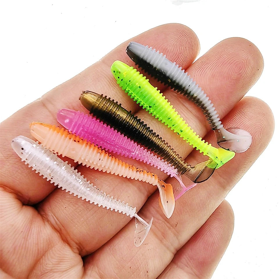 10PCS Micro Soft Fishing Lures 3.5cm 4cm 5cm T-tail Worm Lure