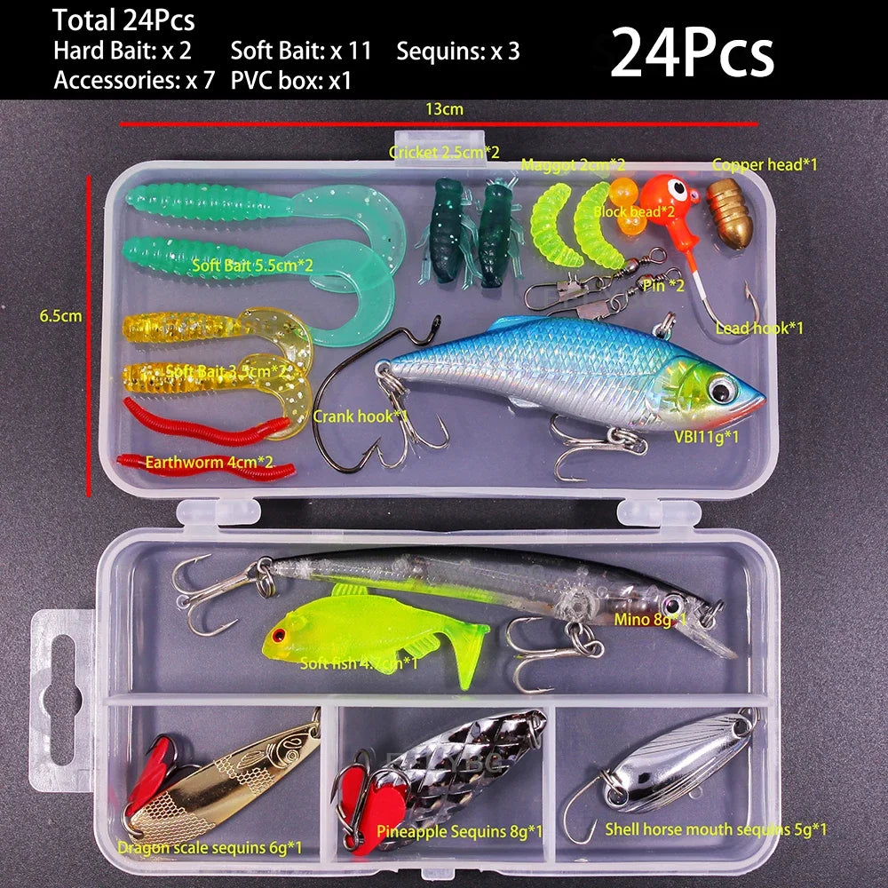 Fishing Lure Kit Soft and Hard Bait Set