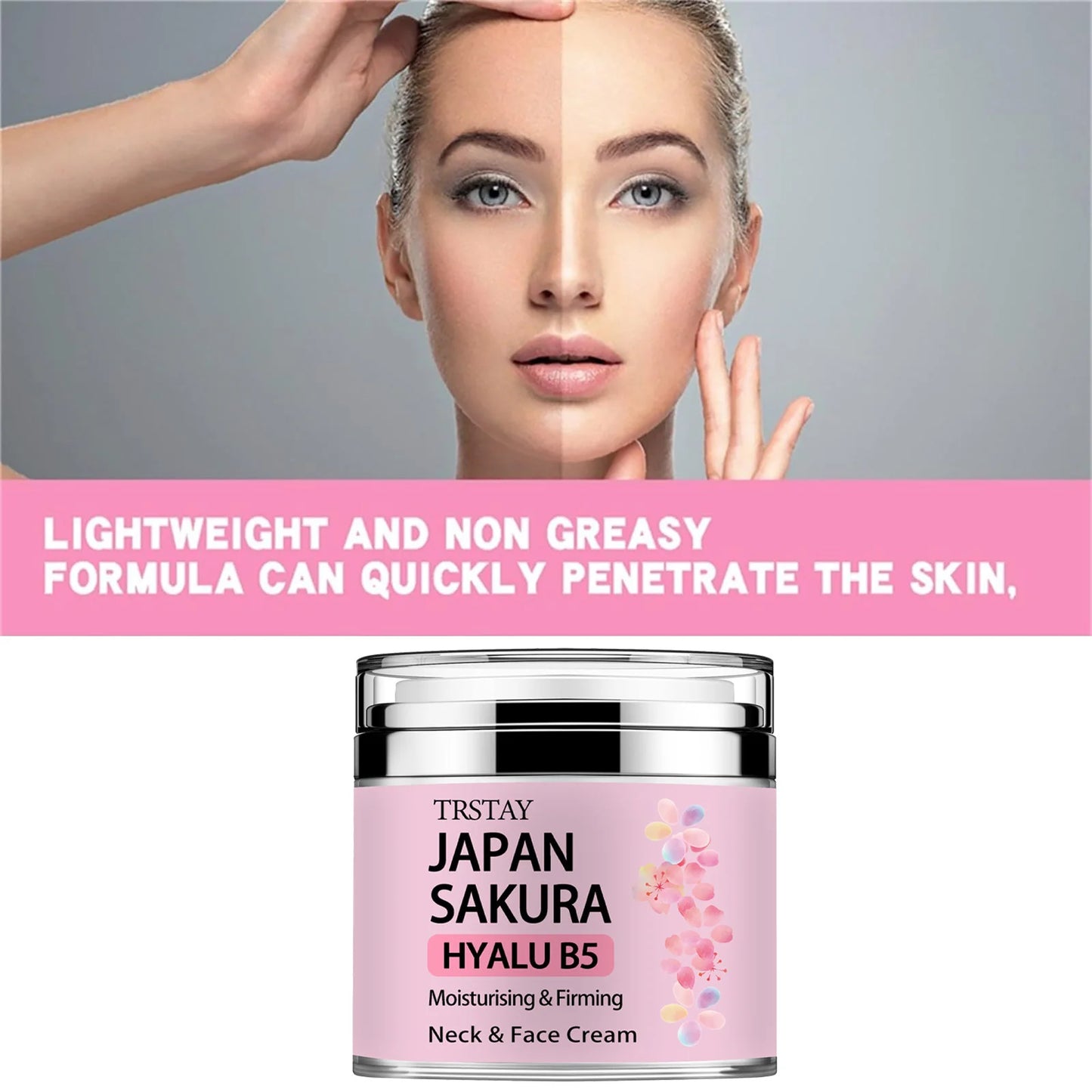 Japan Sakura Essence Cream, Sakura Tone Up Cream with Hyaluronic Acid