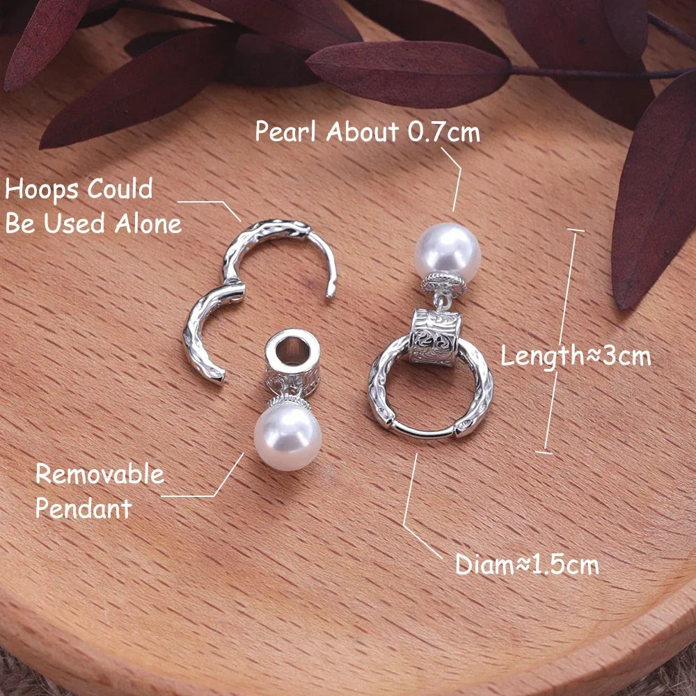 S925 Sterling Silver Earrings/ New Fashion Eternal Vine Textures Personality Pearl Ear Clip Jewelry