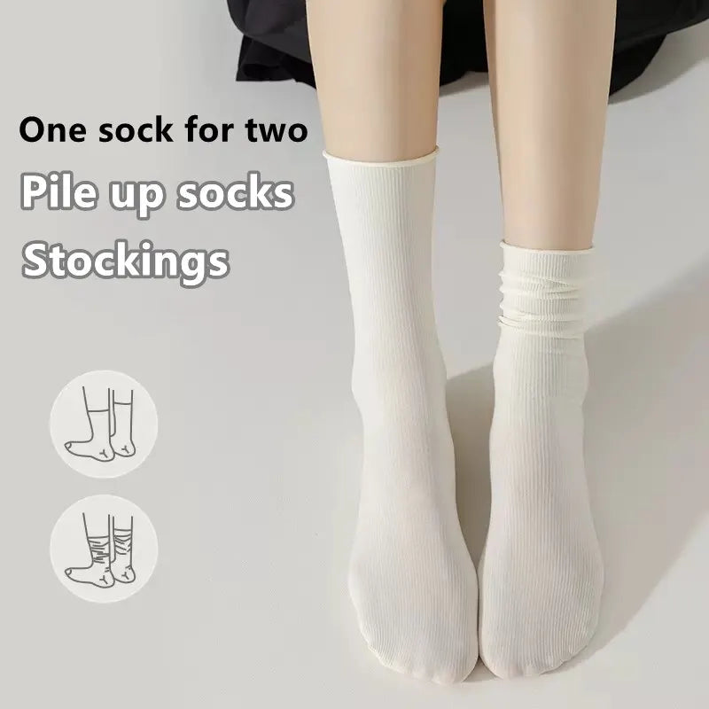 10 Pairs Thin Ice Silk Women's Long Tube Socks