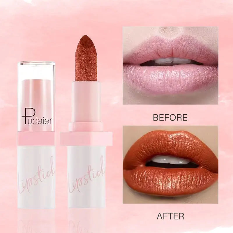 Waterproof Metallic Pearlescent Lipstick Pop Glitter Lip Gloss 10-Color Long Lasting