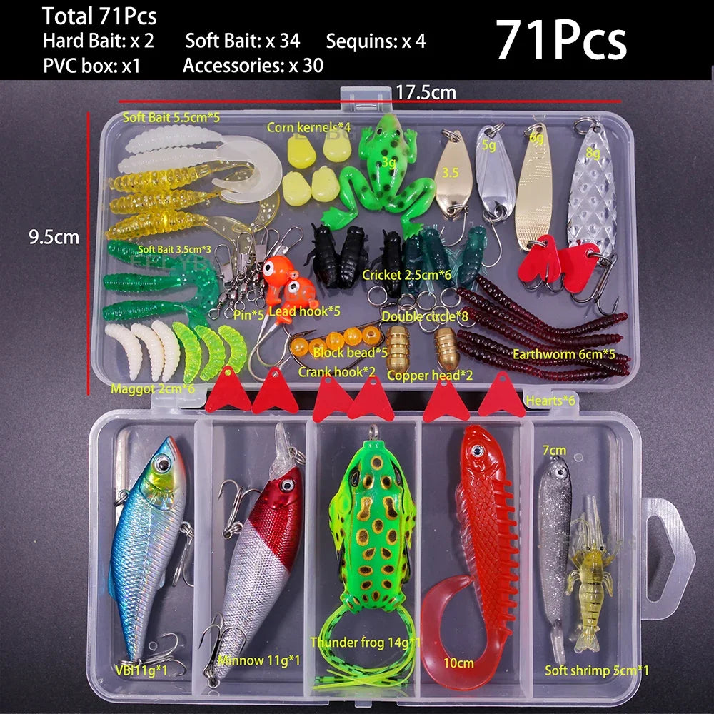 Fishing Lure Kit Soft and Hard Bait Set