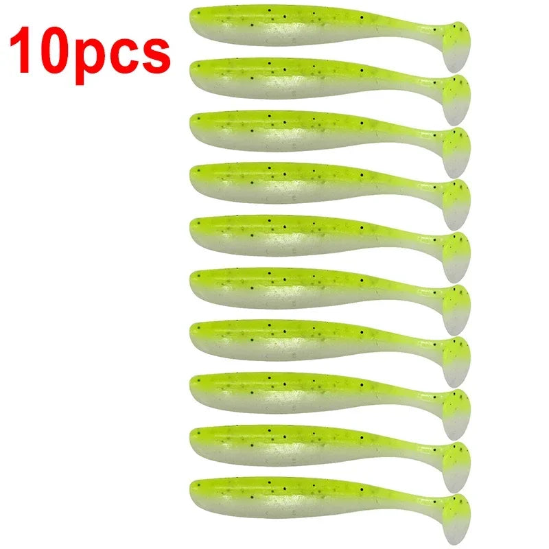 10pcs/Lot Fishing Lure 55mm 63mm 70mm T Tail Worm Soft Bait