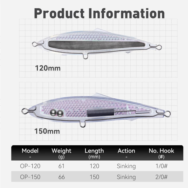 Kingdom Sinking Fishing Lure 61g 150mm 66g 120mm