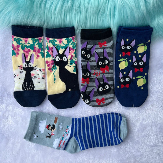 Cute Women's Black Cat Socks Kawaii Kitty Cartoon