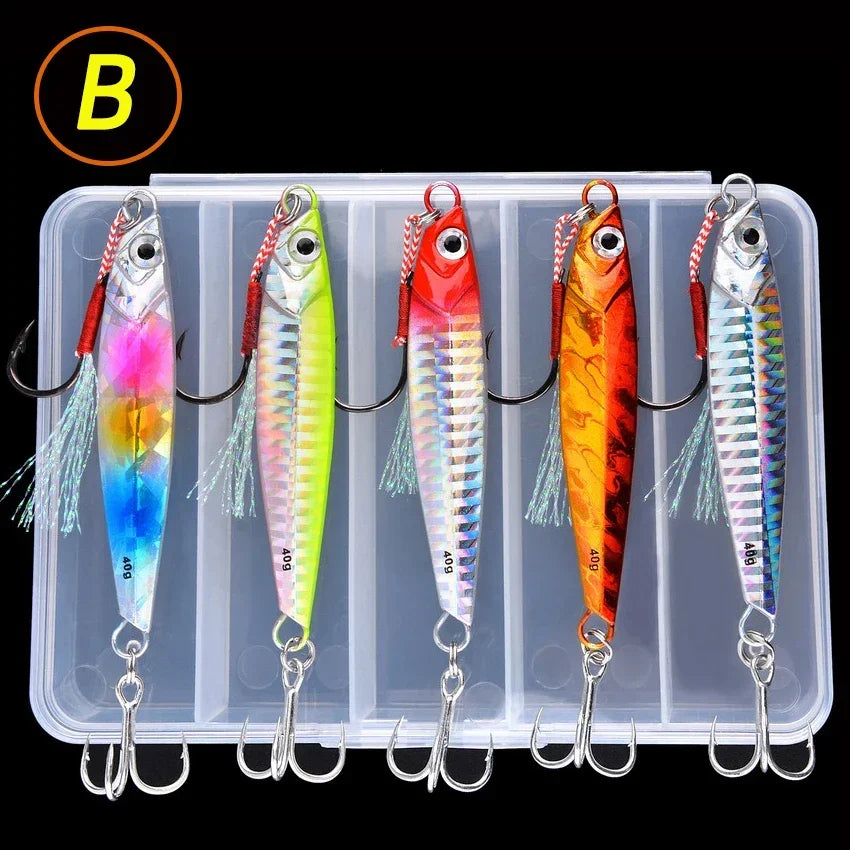 5pcs Metal Jig Fishing Lure Weights 10g-40g