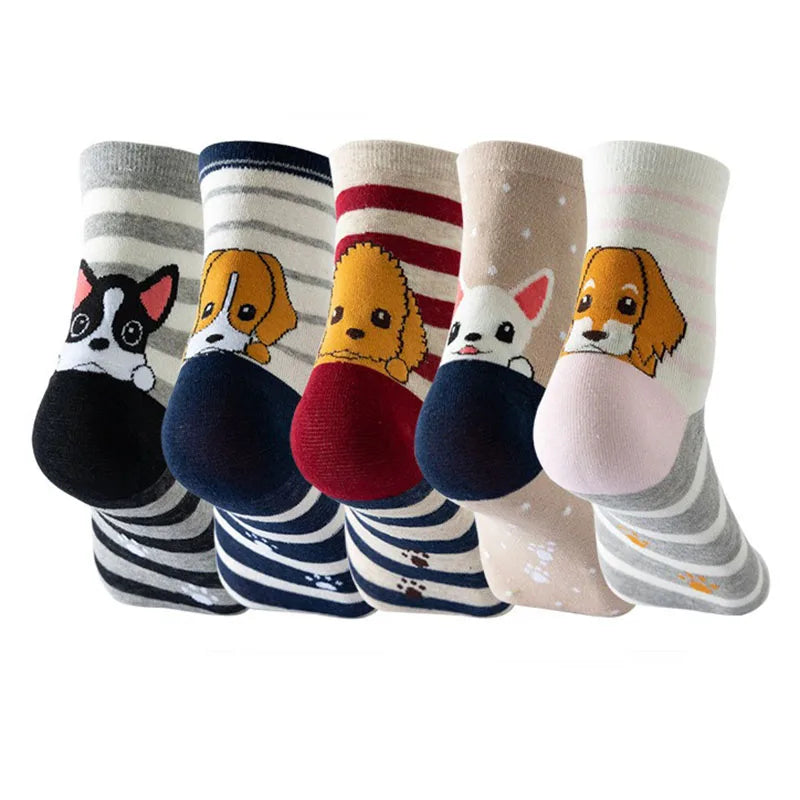 5 Pairs Fashion Pet cat dog Colorful Kawaii Cute Cartoon Cotton Women Socks