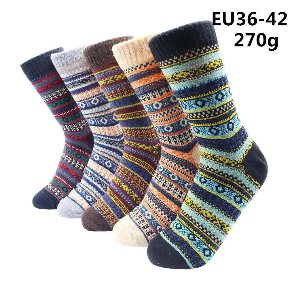 5 Pairs Winter Warmer Women Thicken Thermal Wool Cashmere Snow Socks