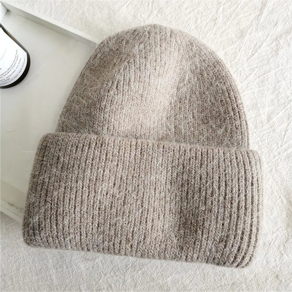 Versatile Korean Style Knit Beanies/Rabbit Fur