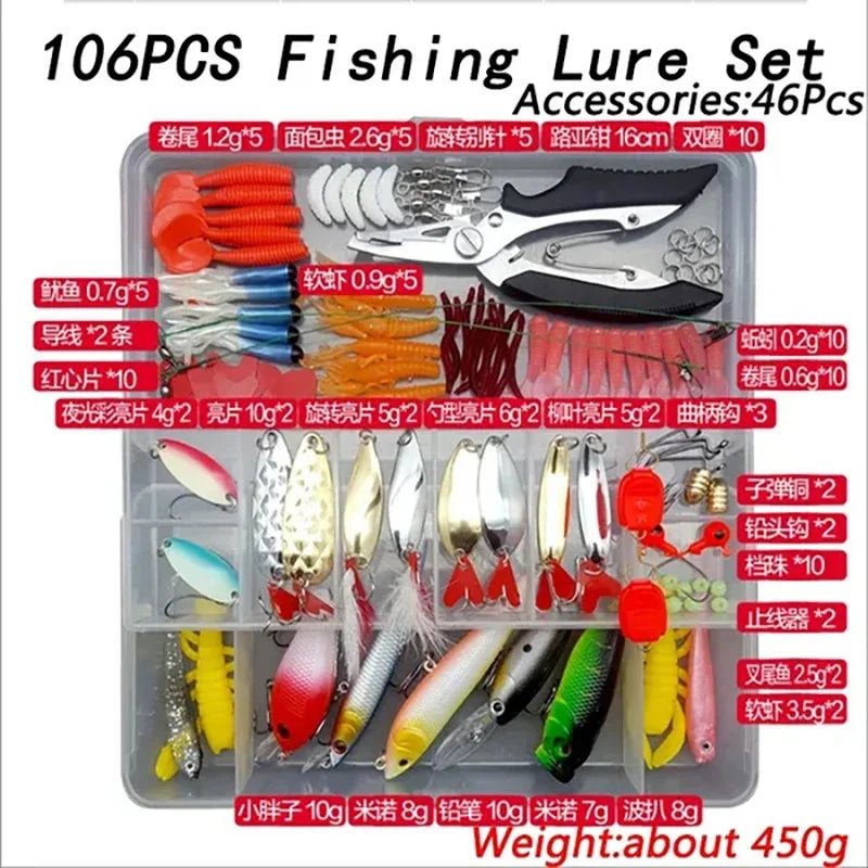 Fishing Lure Kit Soft and Hard Bait Set