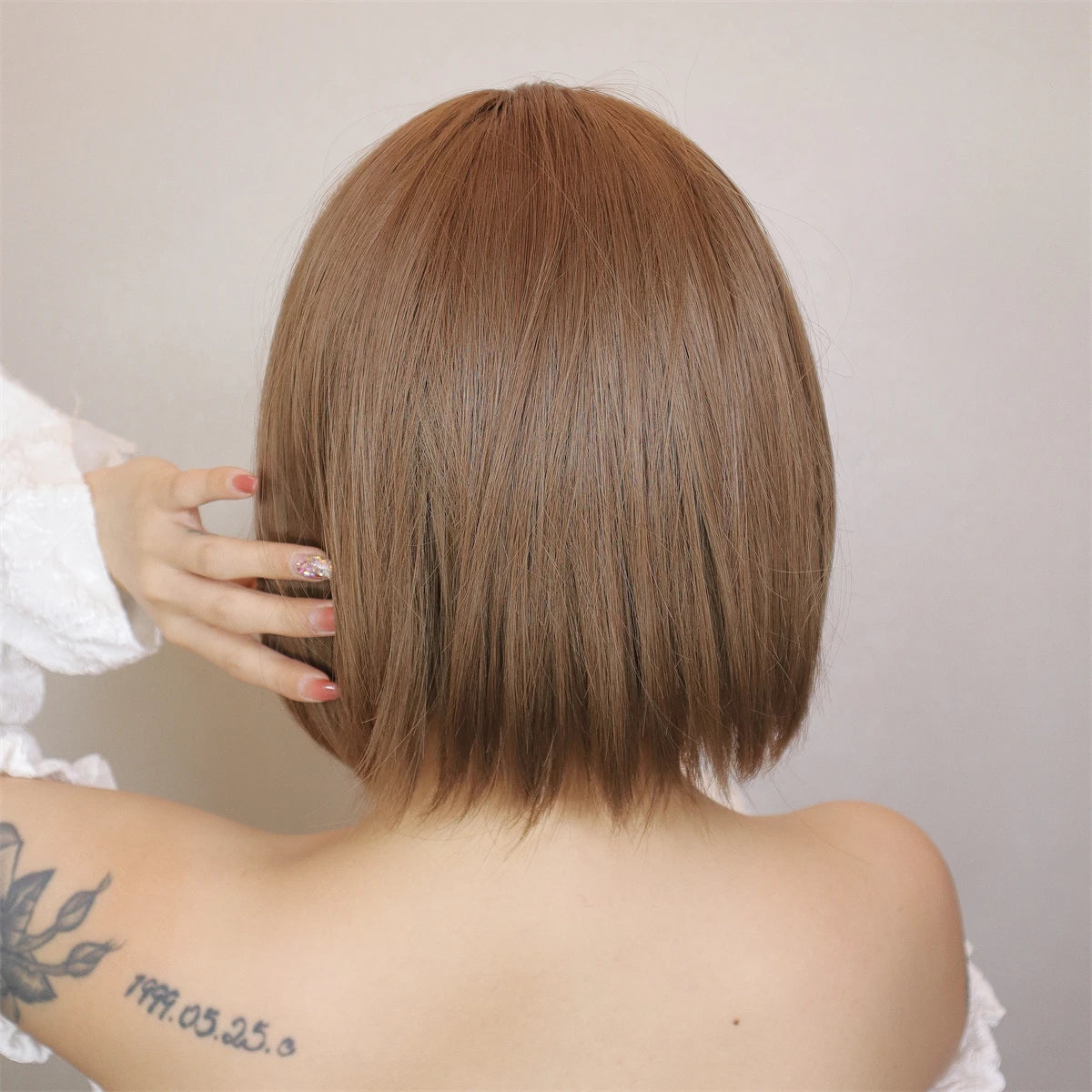 Light Brown Synthetic Wigs Straight Short Bob Cut