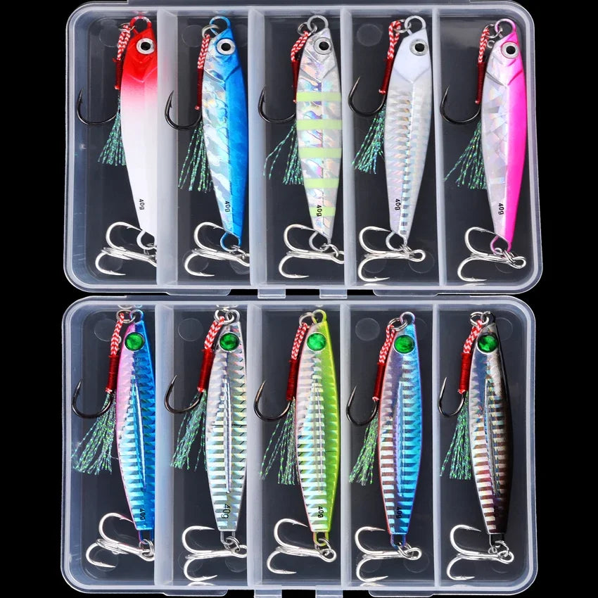 5pcs Metal Jig Fishing Lure Weights 10g-40g