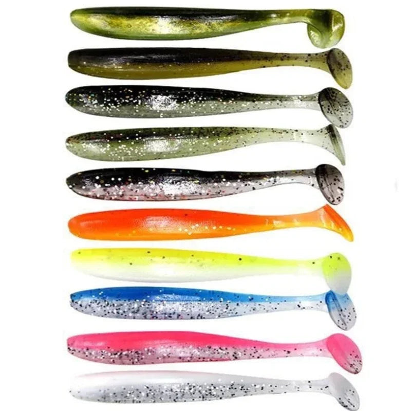 10pcs/Lot Fishing Lure 55mm 63mm 70mm T Tail Worm Soft Bait